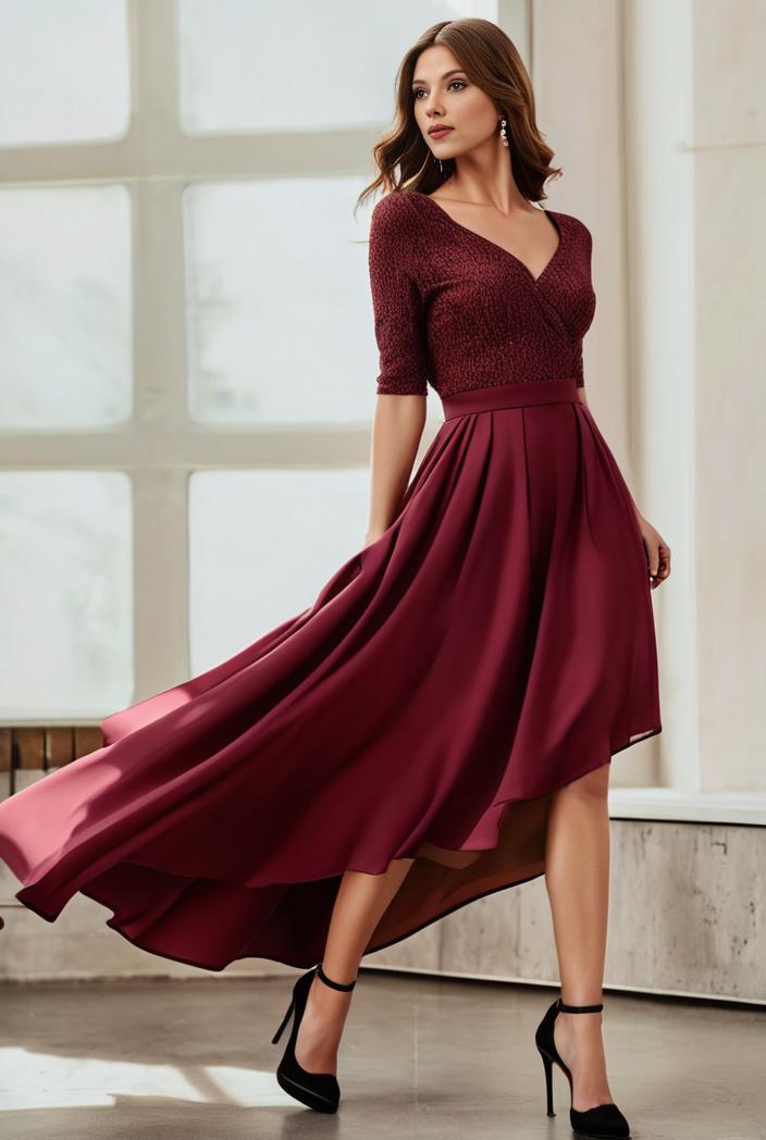 3 4 sleeve sheer sequin stripe high low hem evening dress 125425