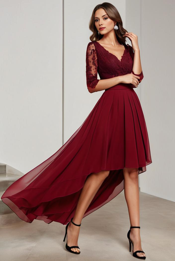 3 4 sleeve sheer sequin stripe high low hem evening dress 125452