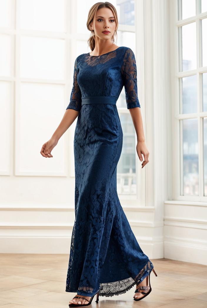 3 4 sleeve bodycon plunging back sequin evening dress 131351