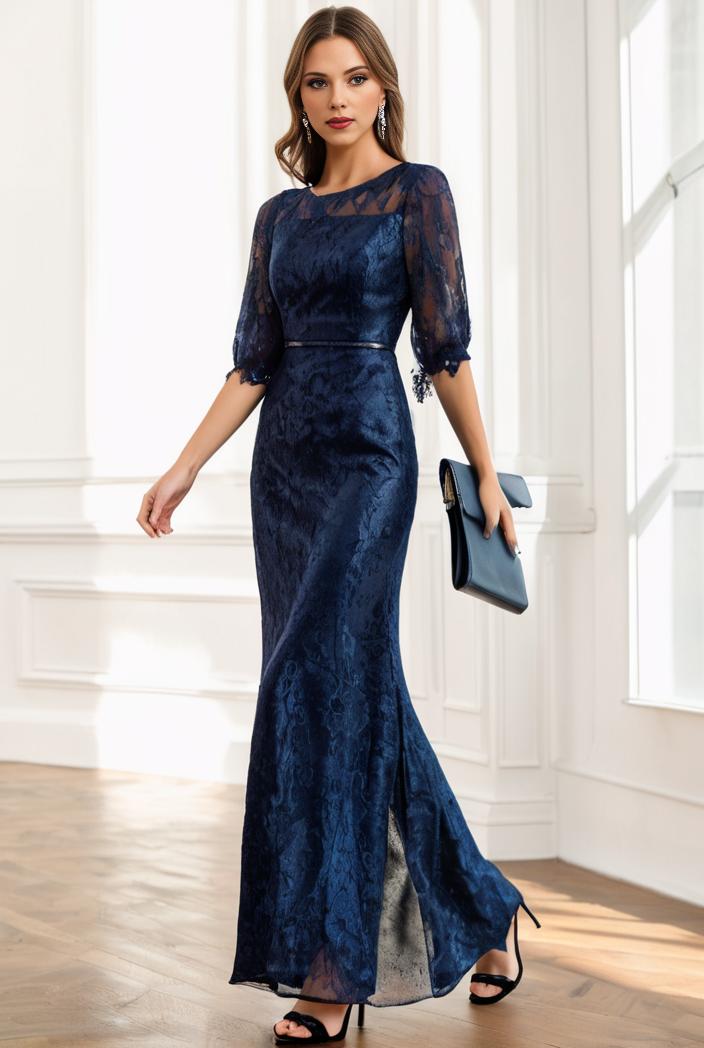 3 4 sleeve bodycon plunging back sequin evening dress 131353