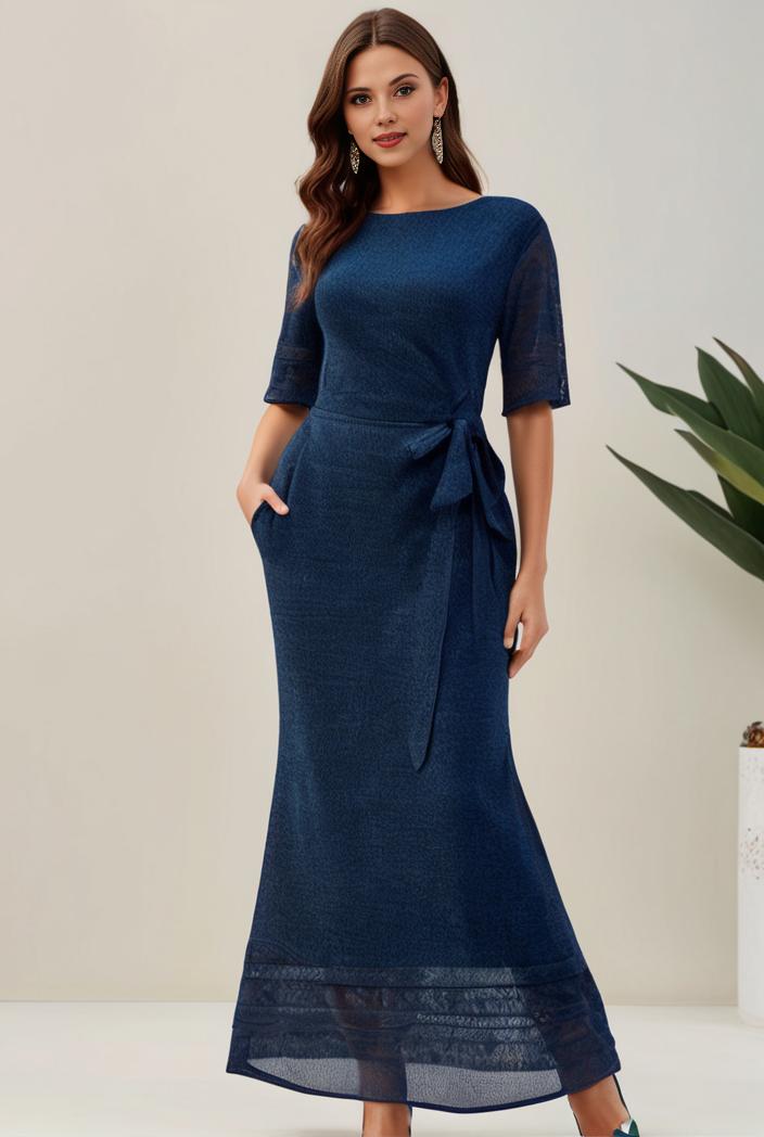 3 4 sleeve bodycon plunging back sequin evening dress 131365