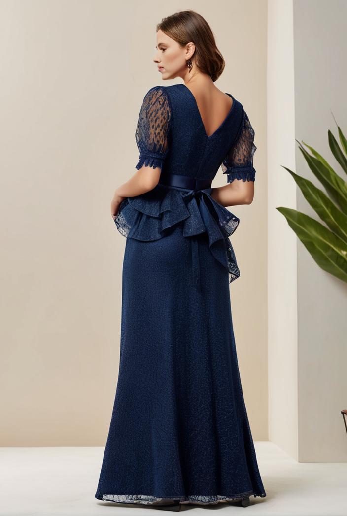 3 4 sleeve bodycon plunging back sequin evening dress 131378