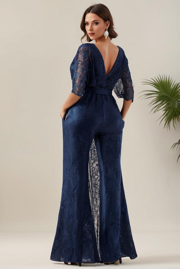 3 4 sleeve bodycon plunging back sequin evening dress 131379