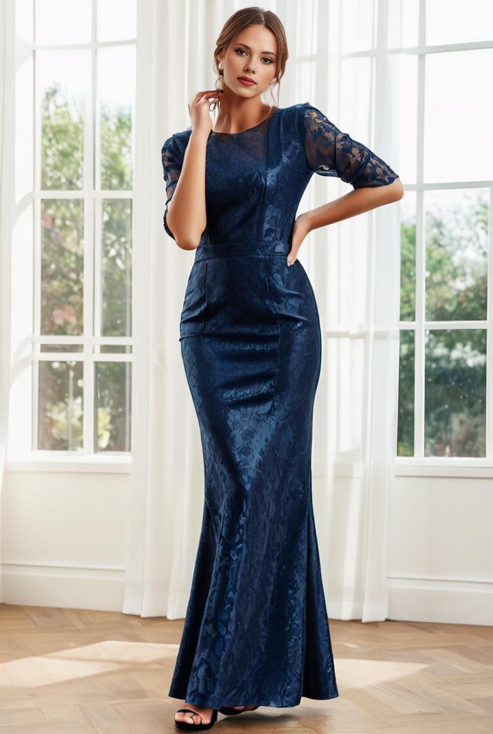 3 4 sleeve bodycon plunging back sequin evening dress 131399