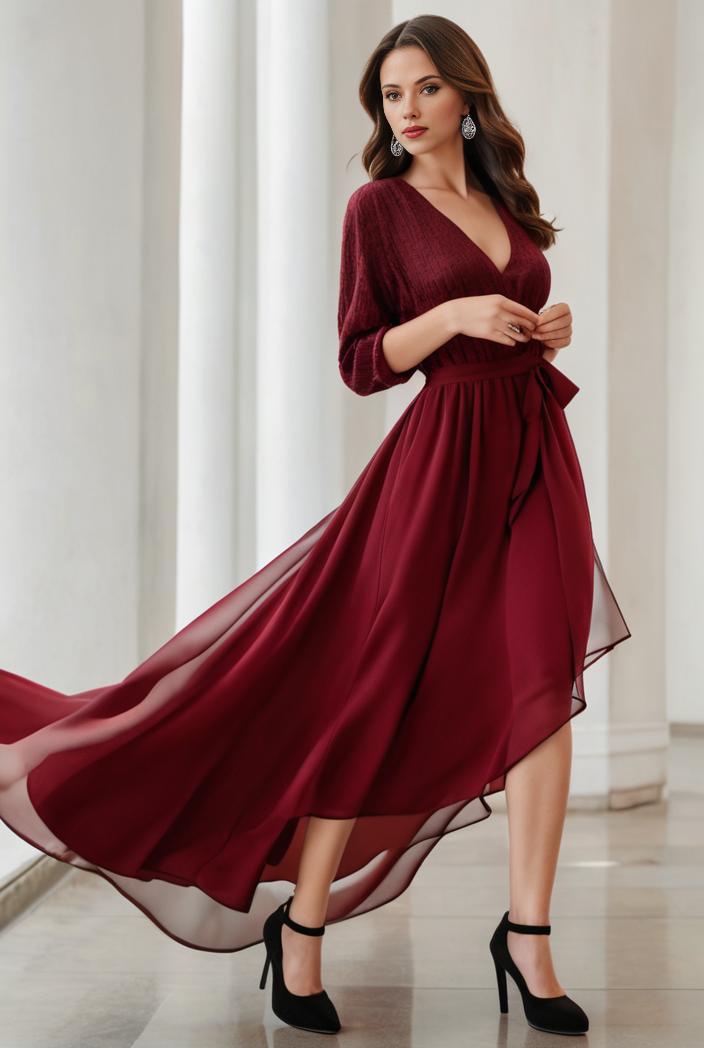 3 4 sleeve sheer sequin stripe high low hem evening dress 131414