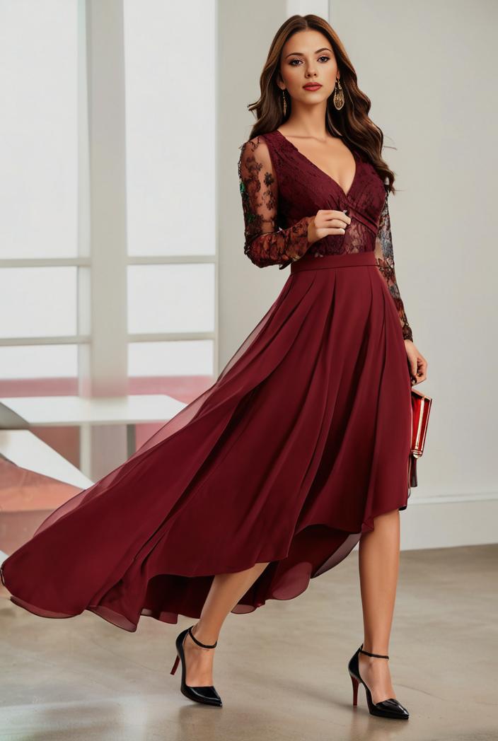3 4 sleeve sheer sequin stripe high low hem evening dress 131441