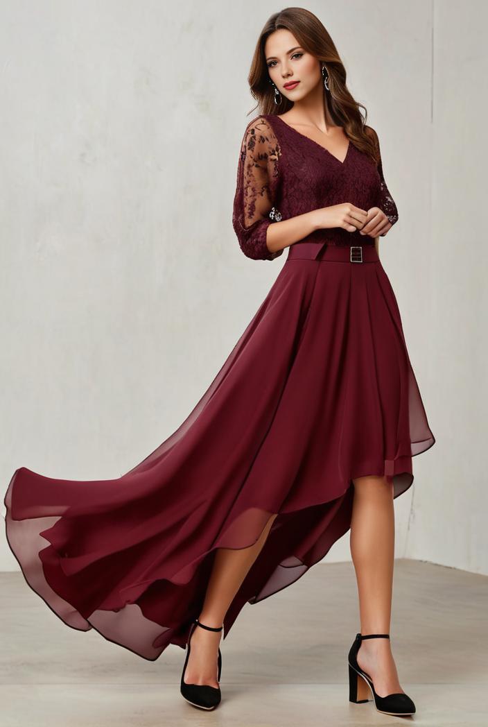 3 4 sleeve sheer sequin stripe high low hem evening dress 131445