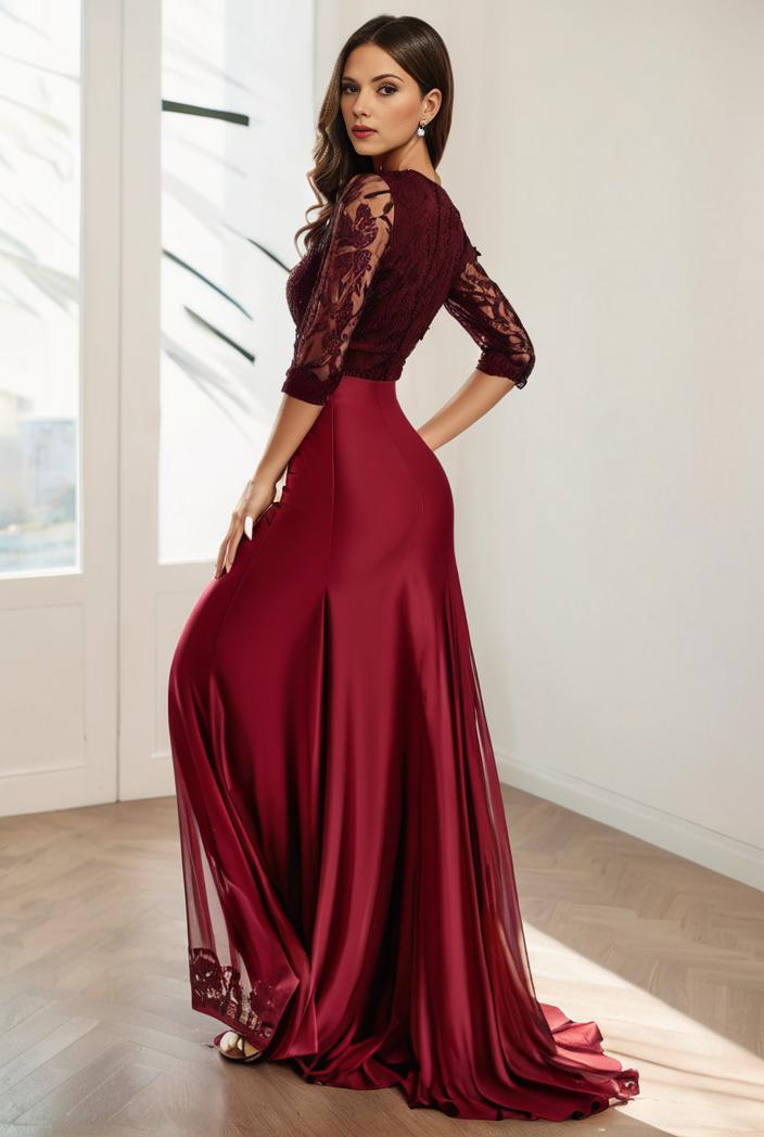 3 4 sleeve sheer sequin stripe high low hem evening dress 131449