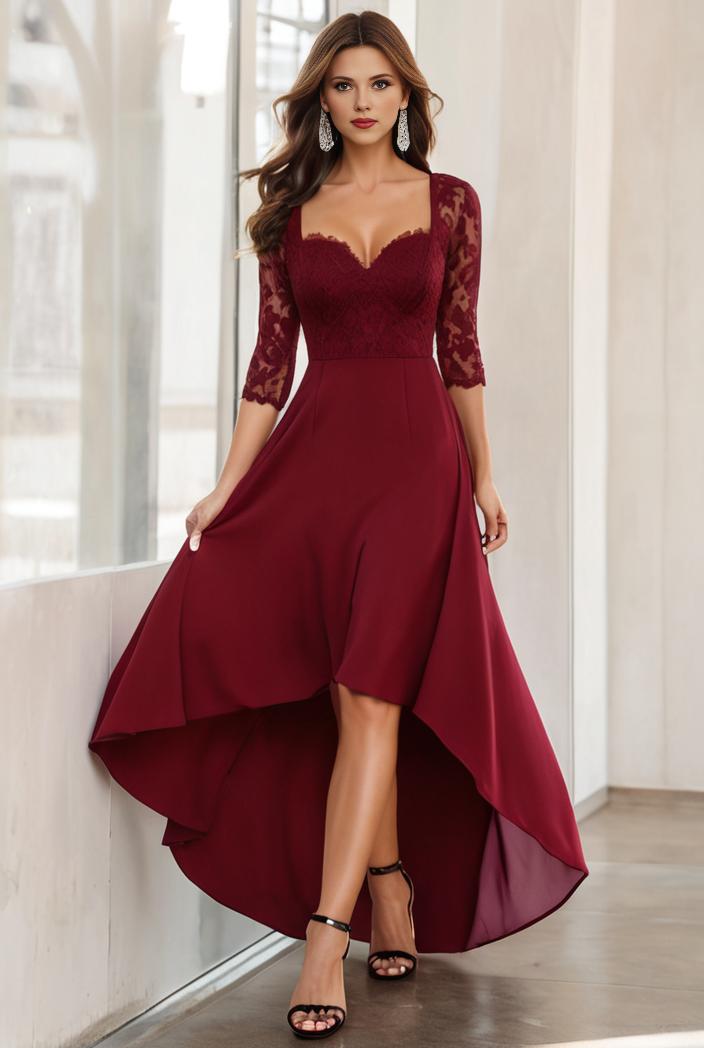 3 4 sleeve sheer sequin stripe high low hem evening dress 131462