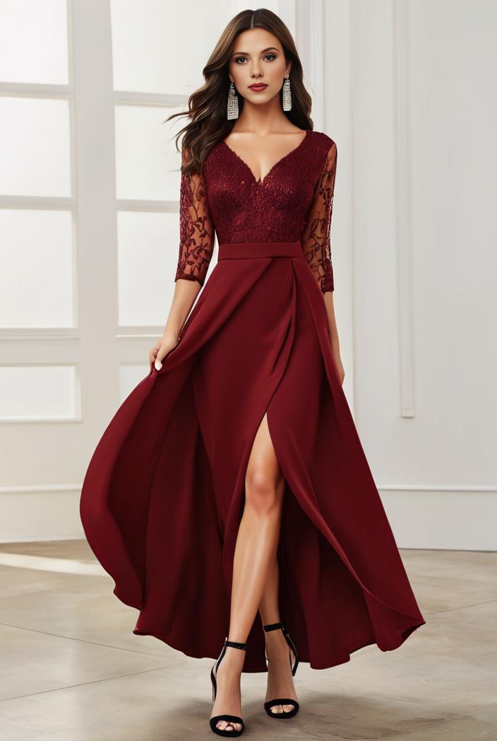 3 4 sleeve sheer sequin stripe high low hem evening dress 131463
