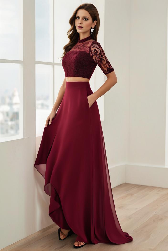 3 4 sleeve sheer sequin stripe high low hem evening dress 145572