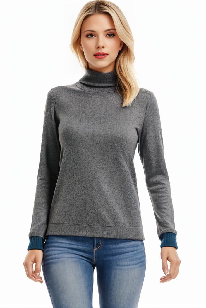 3 sets of turtleneck tees comfy long sleeve shirt perfect for spring autumn women s apparel 109654