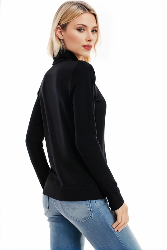 3 sets of turtleneck tees comfy long sleeve shirt perfect for spring autumn women s apparel 109670