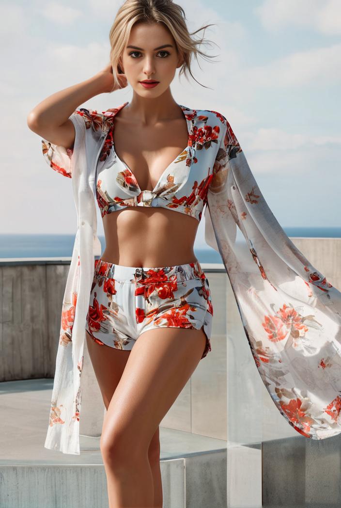 3 pieces sexy print bikini women high waist swimsuit cover up swimwear female lady bathing suit swimming summer beachwear 132635