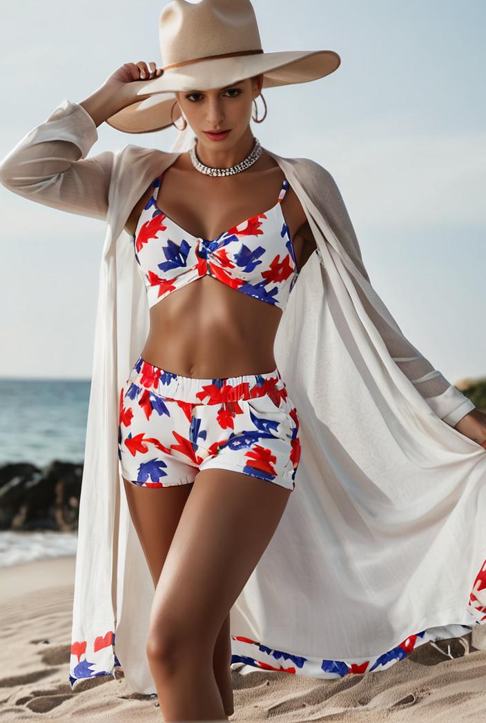 3 pieces sexy print bikini women high waist swimsuit cover up swimwear female lady bathing suit swimming summer beachwear 132642