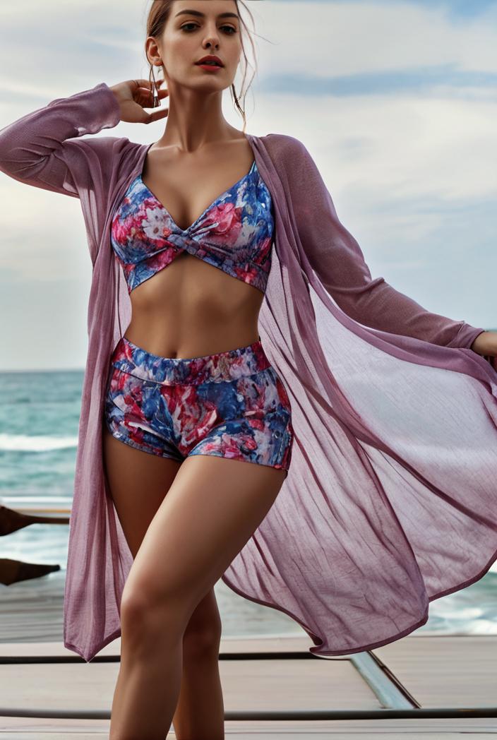 3 pieces sexy print bikini women high waist swimsuit cover up swimwear female lady bathing suit swimming summer beachwear 132647