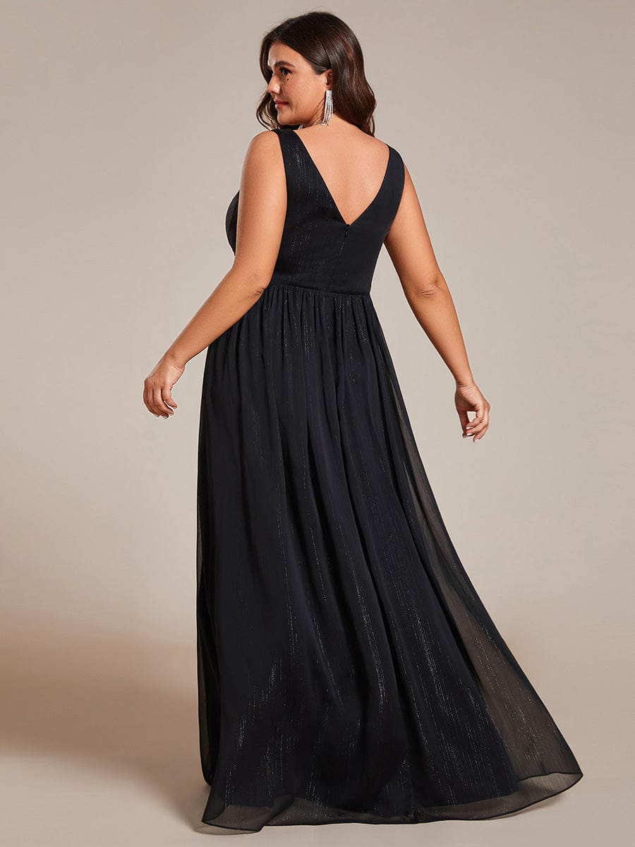 Glamorous Plus Size Sparkling V-Neck Formal Dress