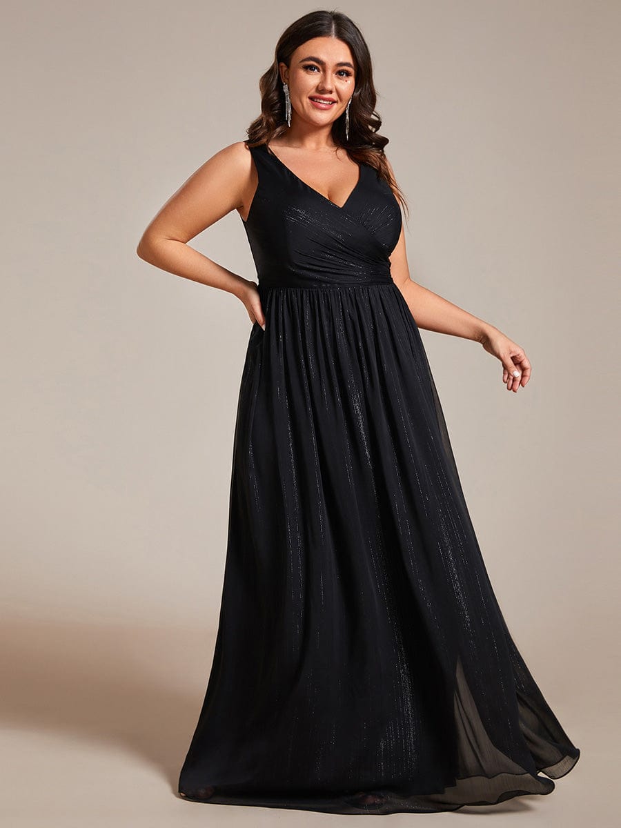 Glamorous Plus Size Sparkling V-Neck Formal Dress