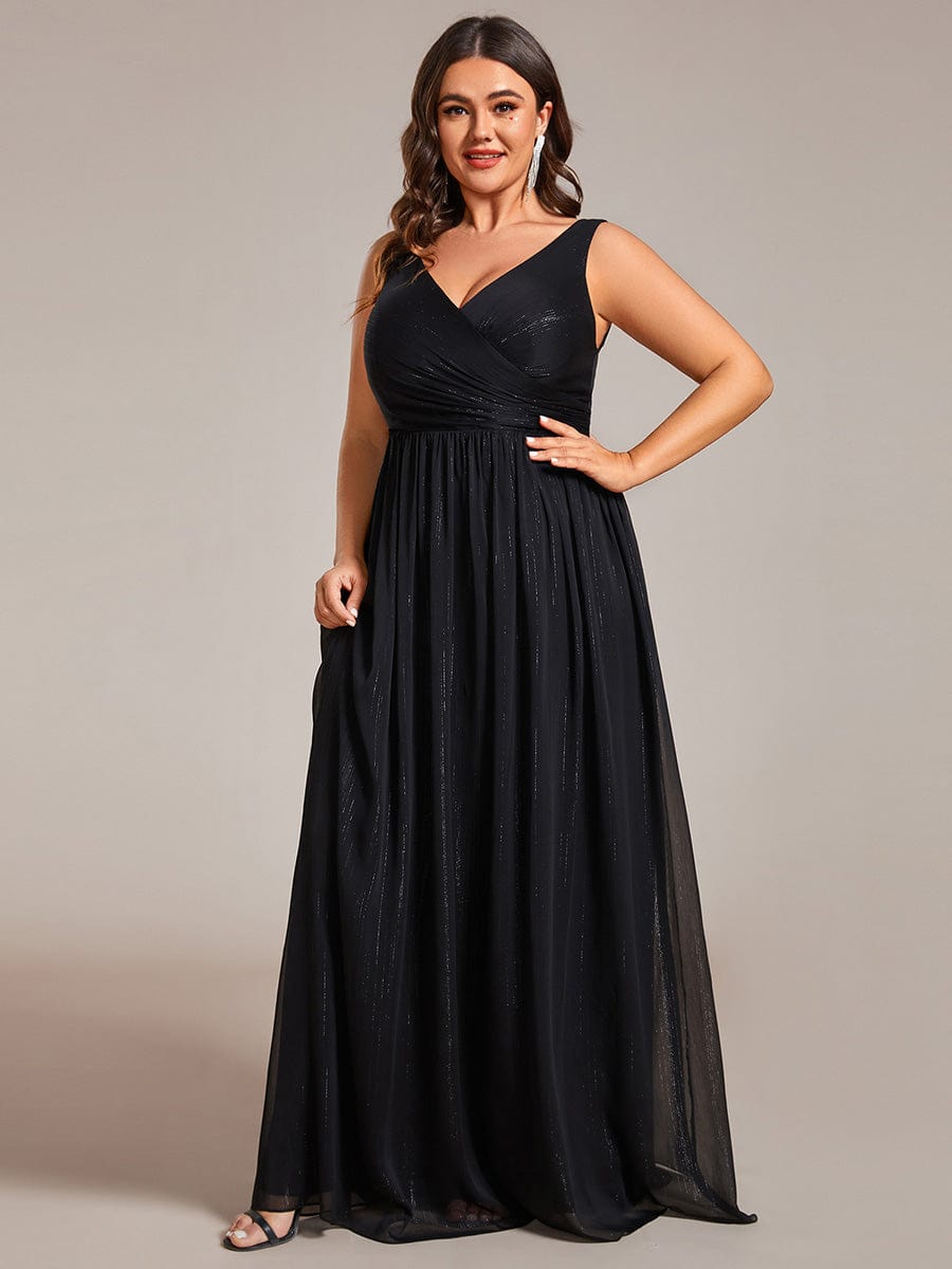 Glamorous Plus Size Sparkling V-Neck Formal Dress