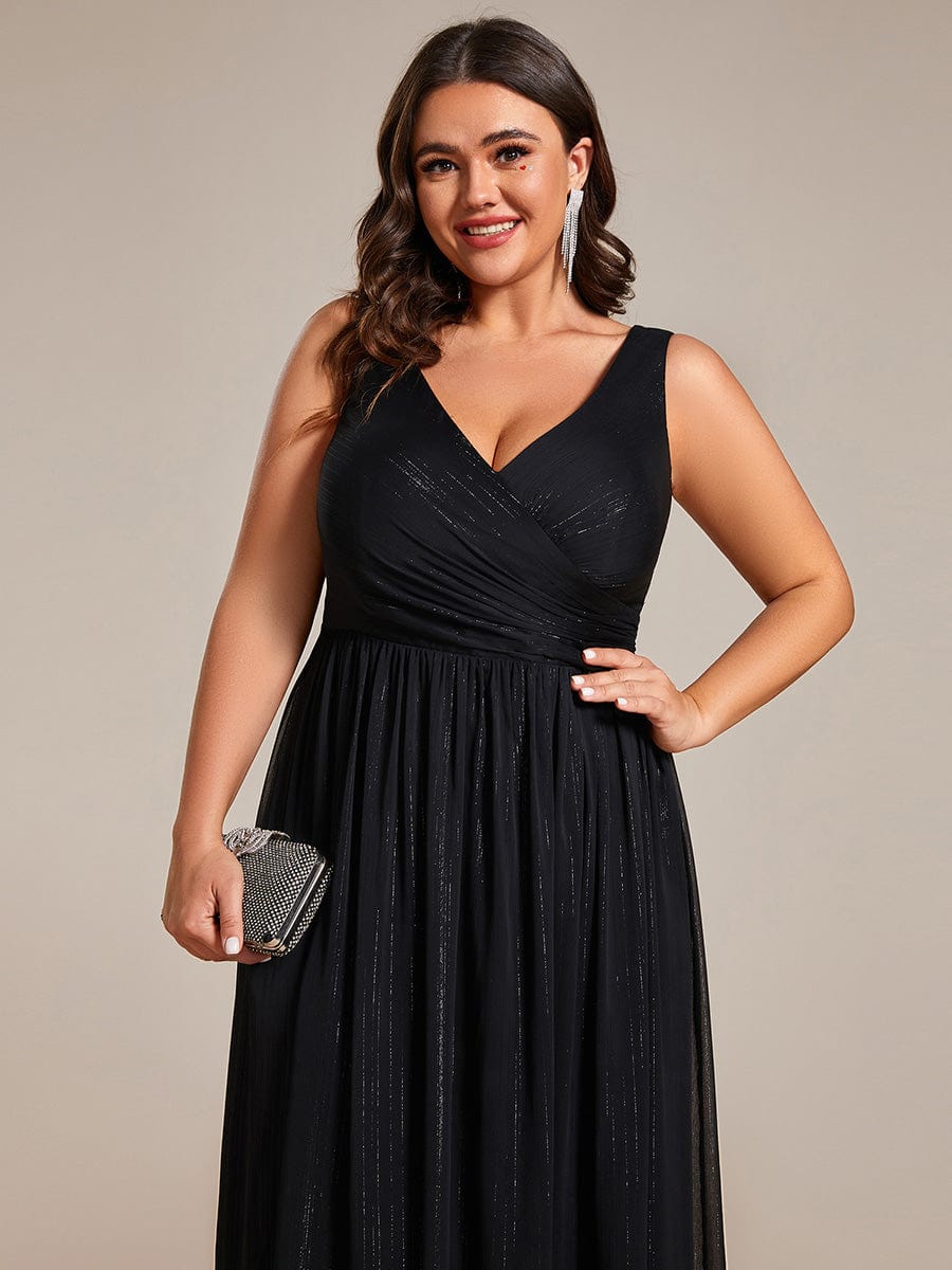 Glamorous Plus Size Sparkling V-Neck Formal Dress
