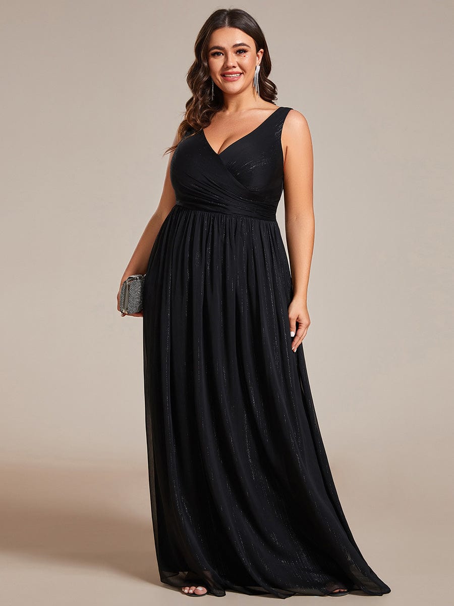 Glamorous Plus Size Sparkling V-Neck Formal Dress