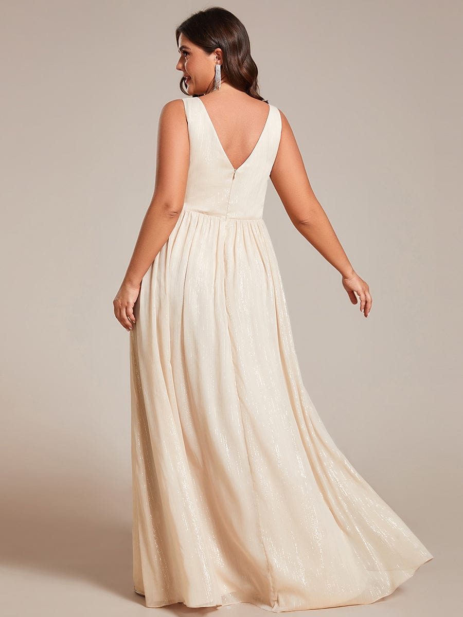 Glamorous Plus Size Sparkling V-Neck Formal Dress