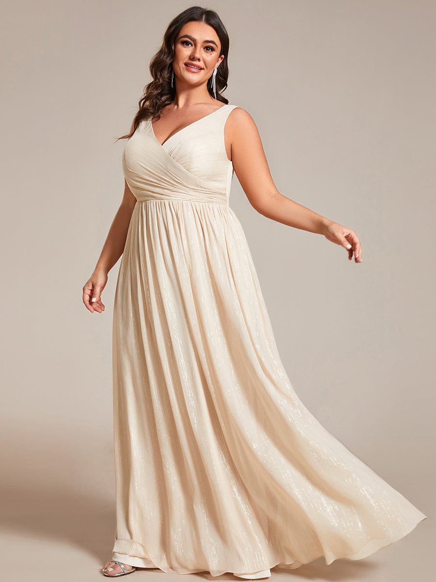 Glamorous Plus Size Sparkling V-Neck Formal Dress