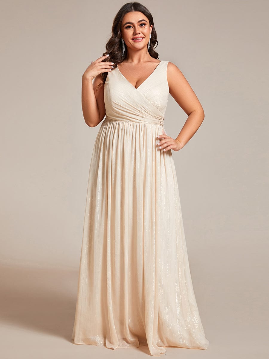 Glamorous Plus Size Sparkling V-Neck Formal Dress