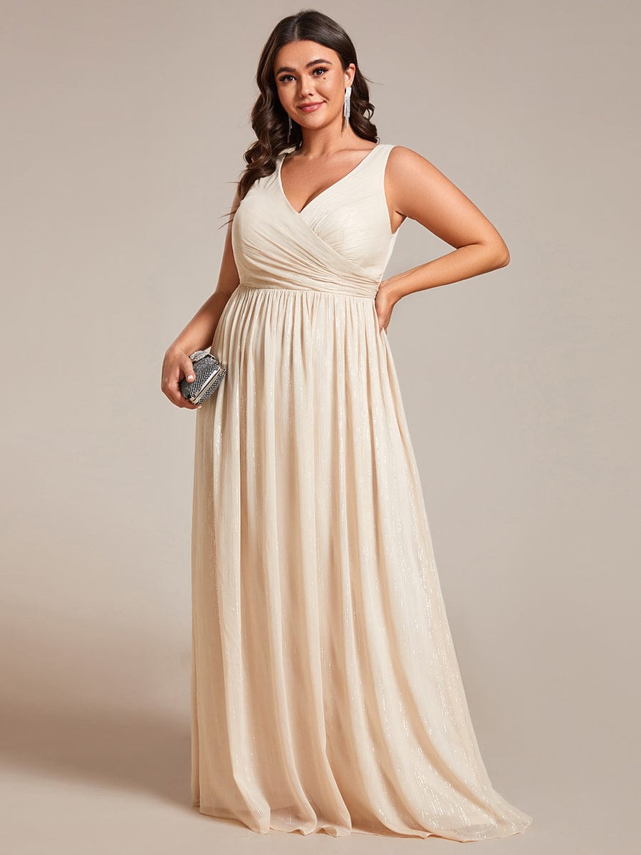 Glamorous Plus Size Sparkling V-Neck Formal Dress