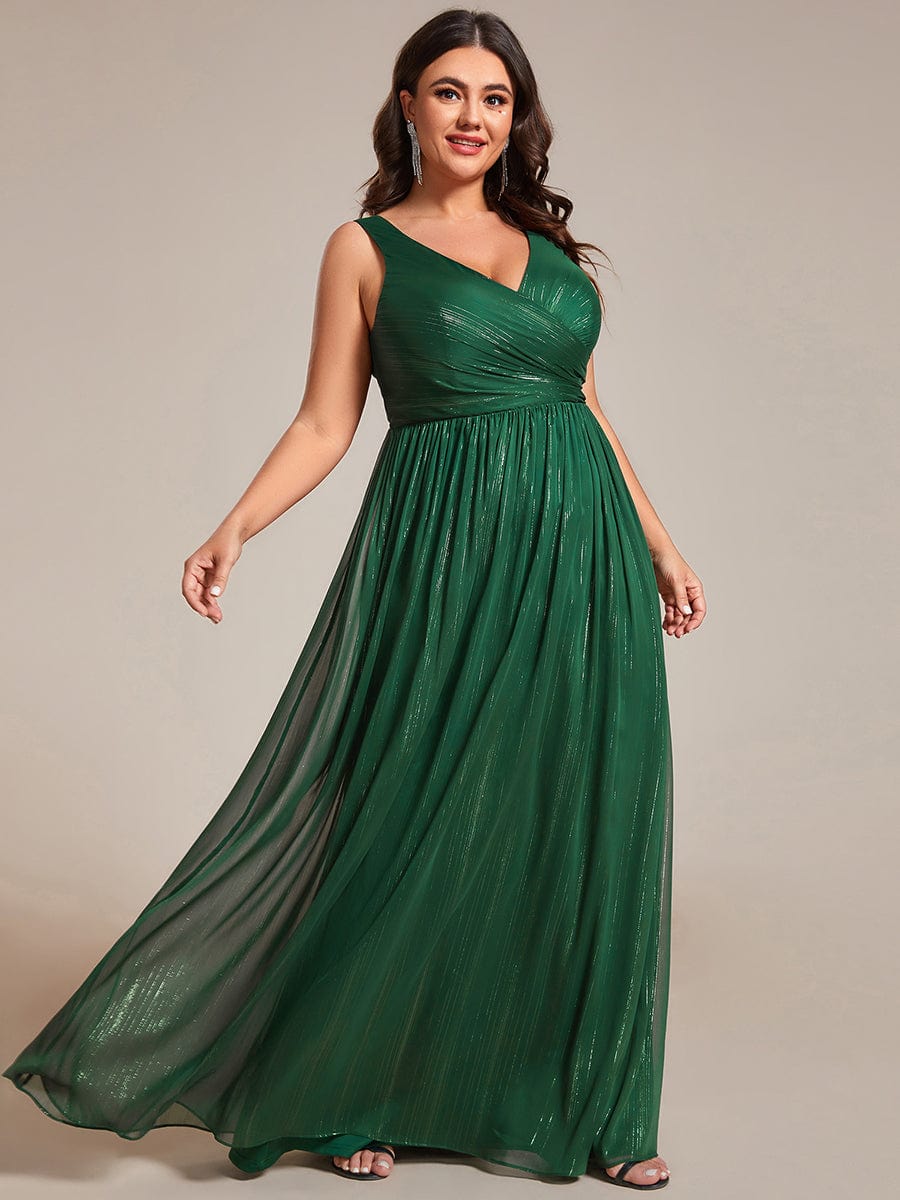 Glamorous Plus Size Sparkling V-Neck Formal Dress
