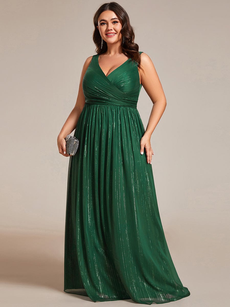 Glamorous Plus Size Sparkling V-Neck Formal Dress