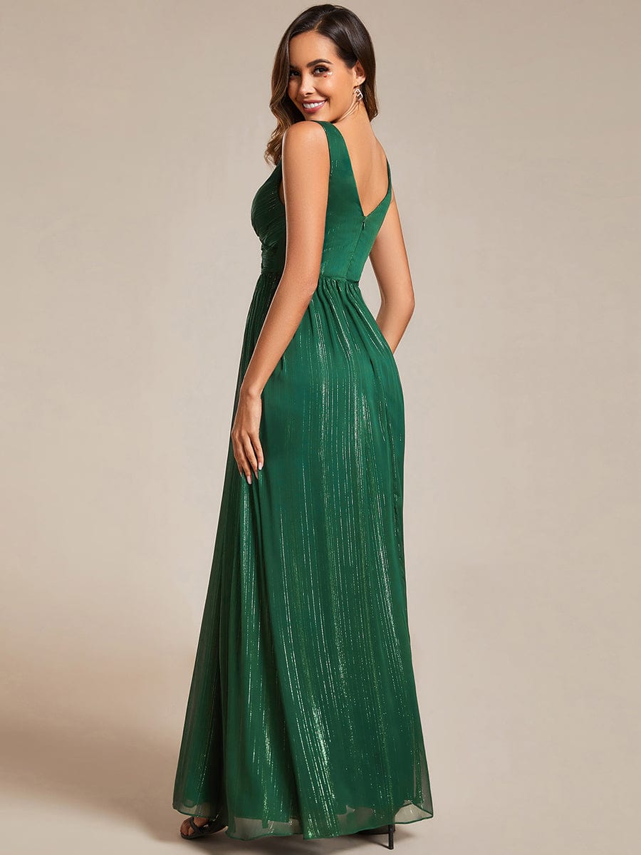 V-Neck Sequin Embellished A-Line Evening Gown