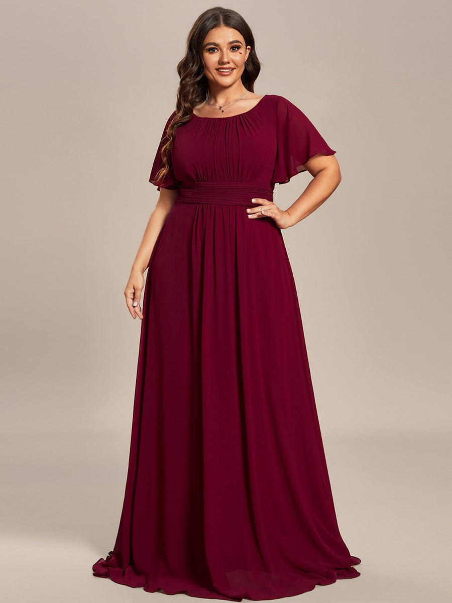 Elegant Chiffon Pleated A-Line Round Neck Bridesmaid Gown