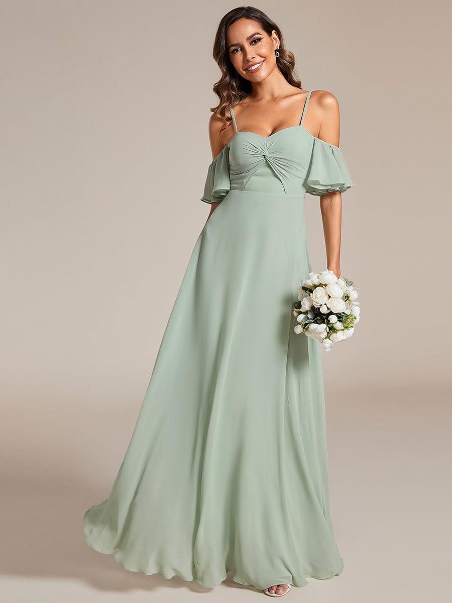 Enchanting Chiffon A-line Bridesmaid Dress with Sweetheart Neckline and Knot Detail