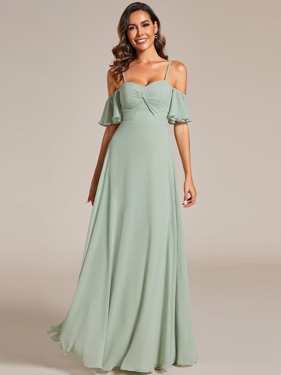 Enchanting Chiffon A-line Bridesmaid Dress with Sweetheart Neckline and Knot Detail
