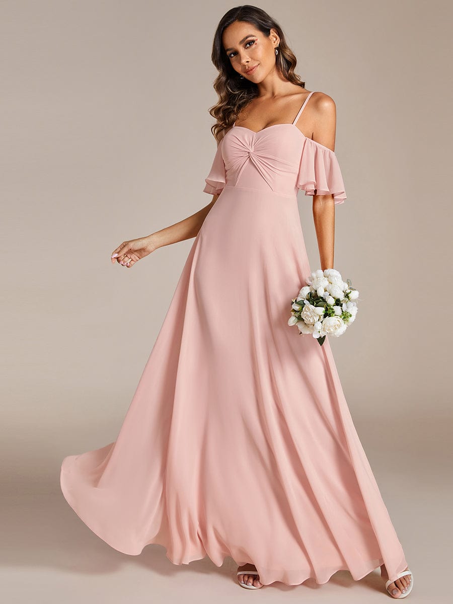 Enchanting Chiffon A-line Bridesmaid Dress with Sweetheart Neckline and Knot Detail