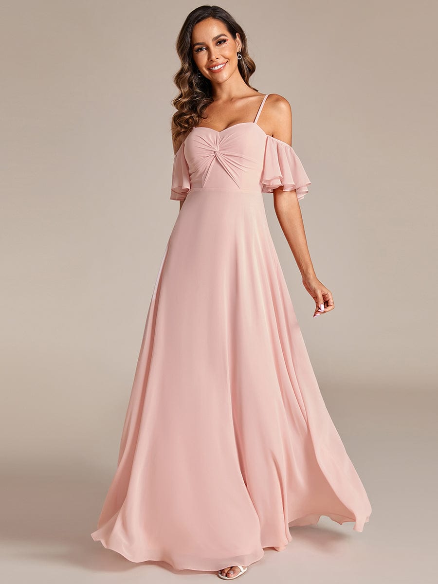 Enchanting Chiffon A-line Bridesmaid Dress with Sweetheart Neckline and Knot Detail