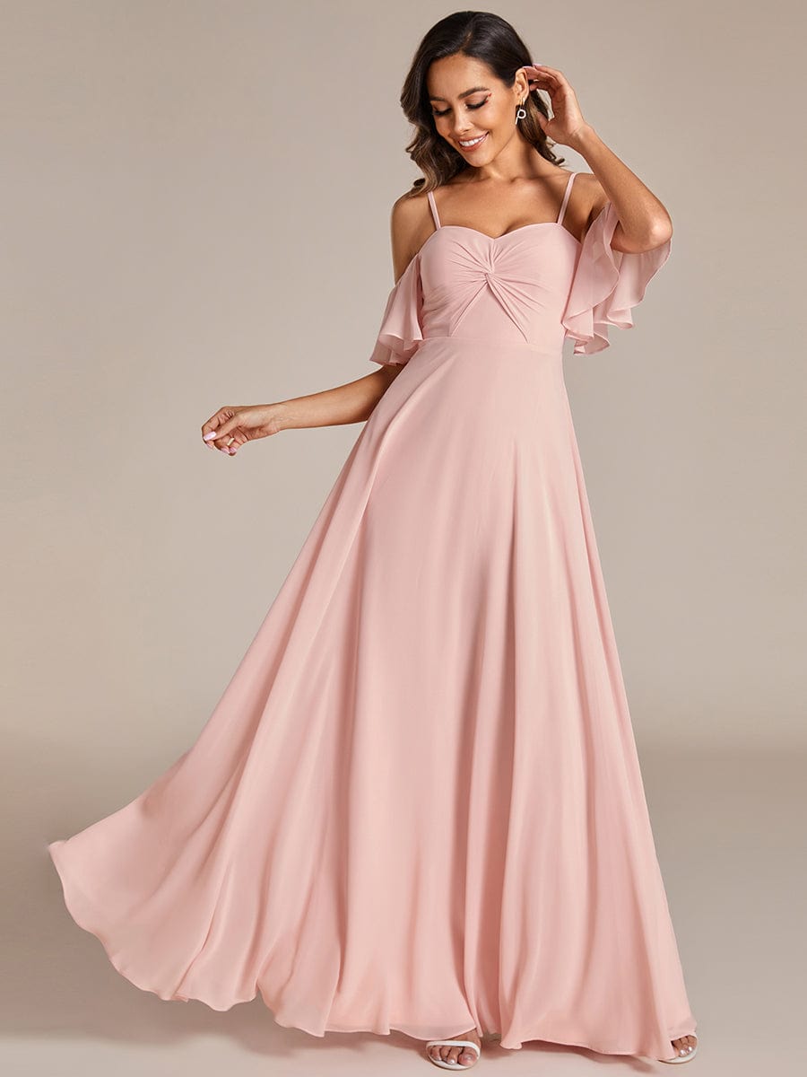 Enchanting Chiffon A-line Bridesmaid Dress with Sweetheart Neckline and Knot Detail