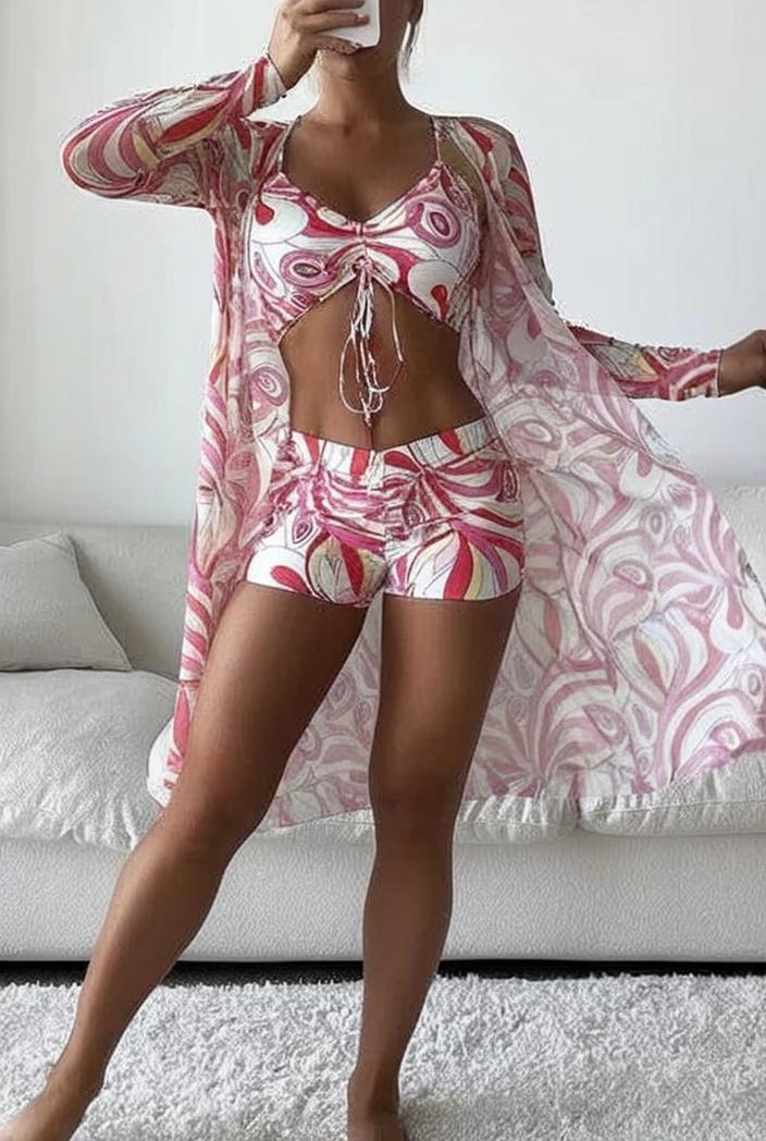 3 pieces sexy print bikini women high waist swimsuit cover up swimwear female lady bathing suit swimming summer beachwear 129254