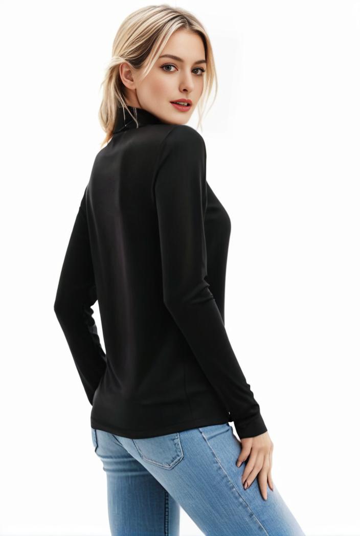 3 sets of turtleneck tees comfy long sleeve shirt perfect for spring autumn women s apparel 127203