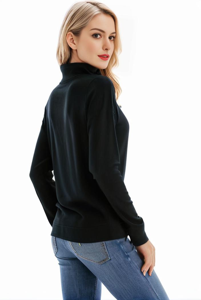 3 sets of turtleneck tees comfy long sleeve shirt perfect for spring autumn women s apparel 127204