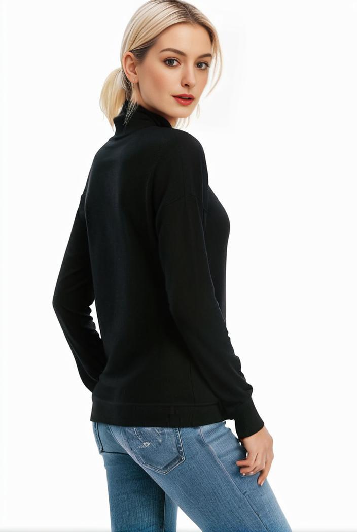 3 sets of turtleneck tees comfy long sleeve shirt perfect for spring autumn women s apparel 127206