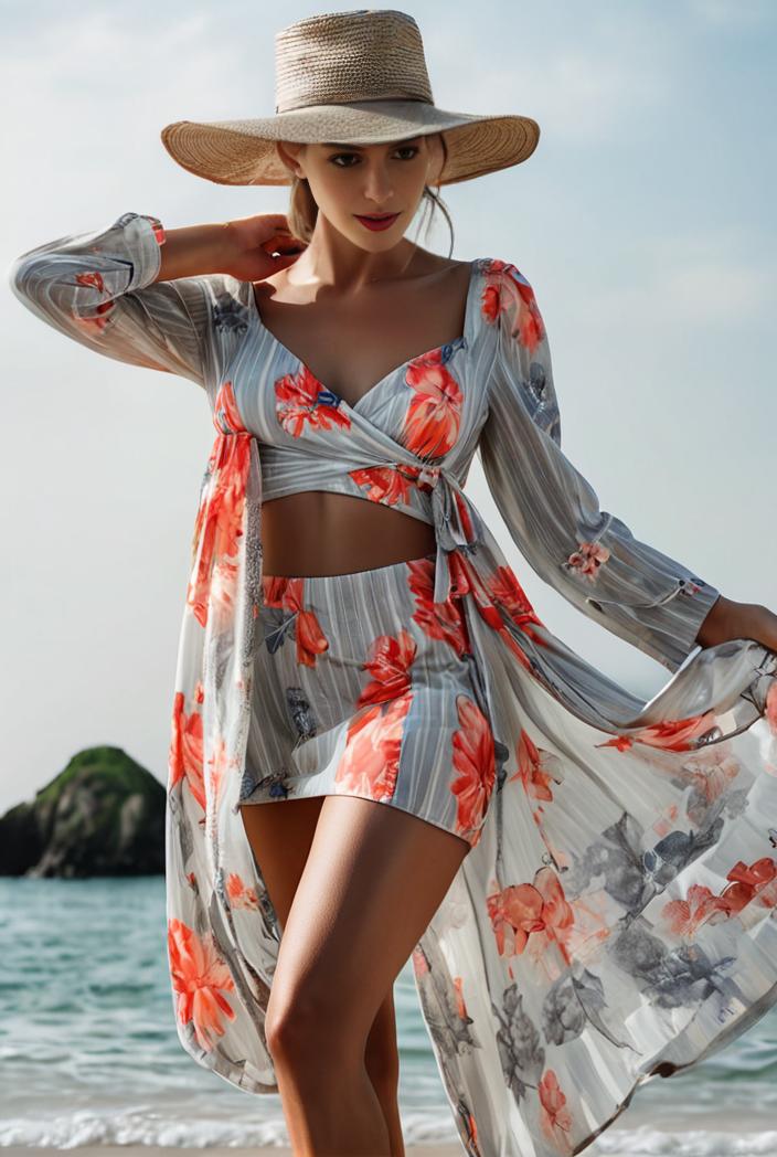 3 pieces sexy print bikini women high waist swimsuit cover up swimwear female lady bathing suit swimming summer beachwear 112185