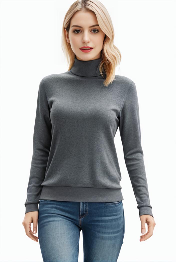 3 sets of turtleneck tees comfy long sleeve shirt perfect for spring autumn women s apparel 118754
