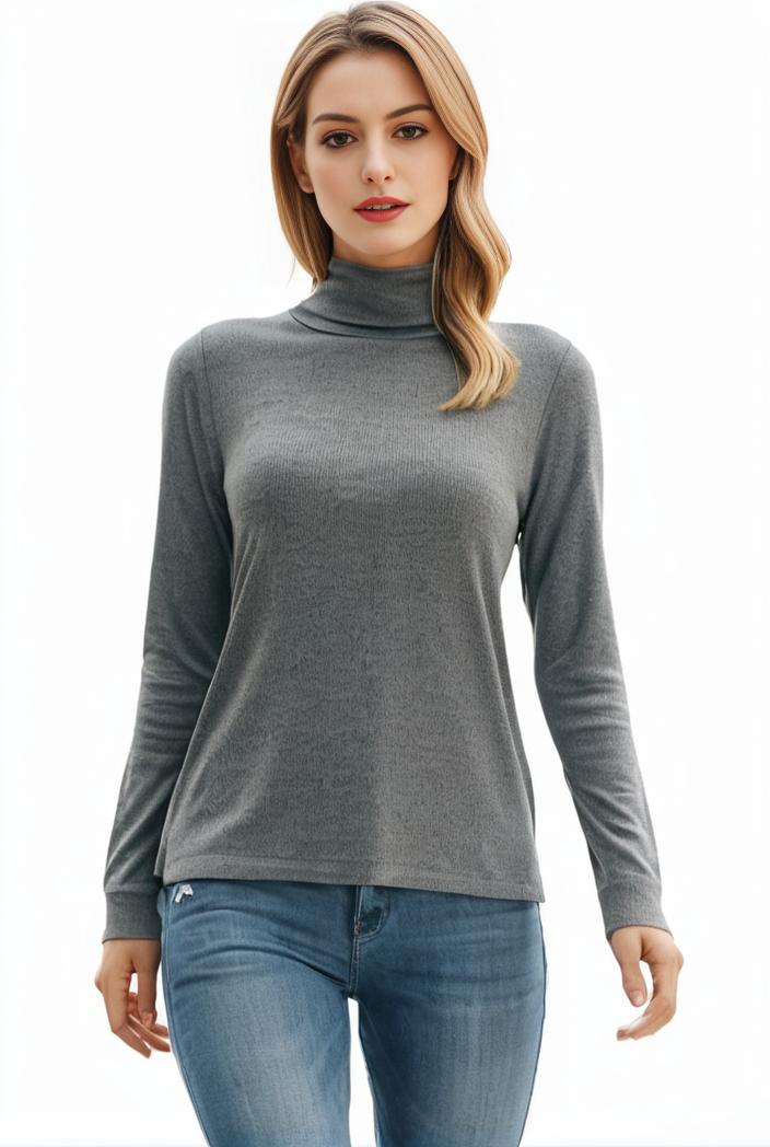 3 sets of turtleneck tees comfy long sleeve shirt perfect for spring autumn women s apparel 118757
