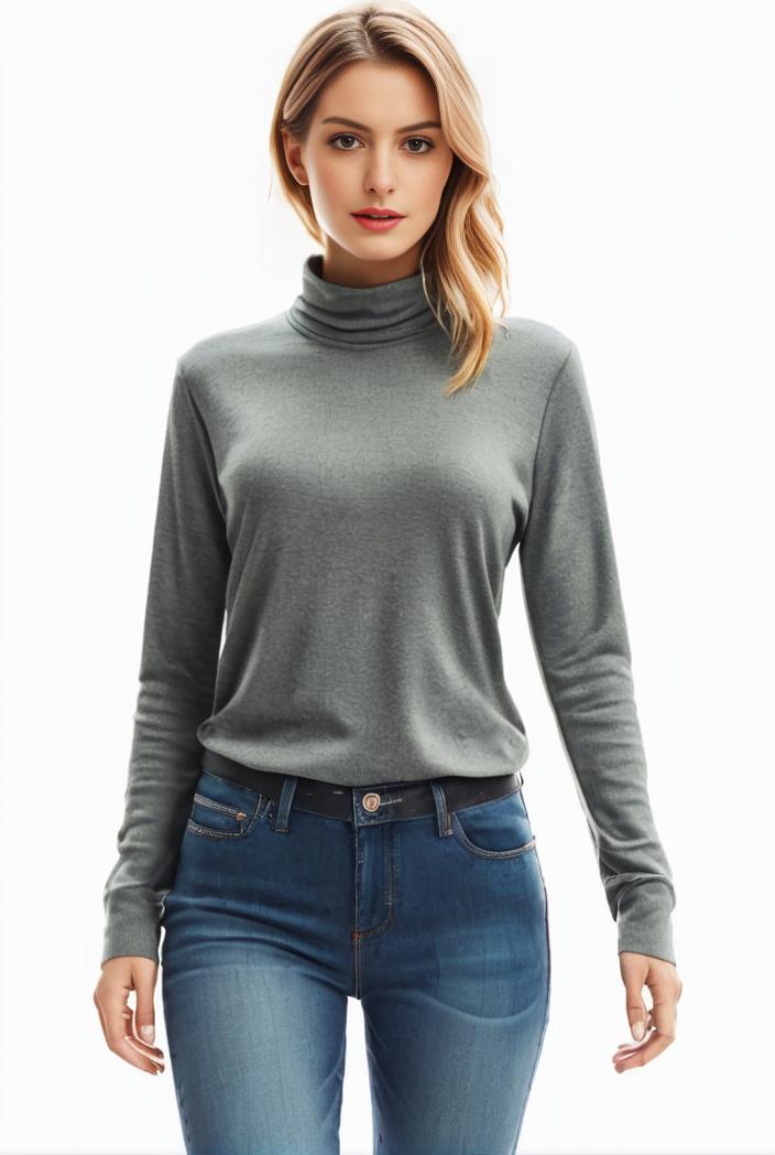 3 sets of turtleneck tees comfy long sleeve shirt perfect for spring autumn women s apparel 118760