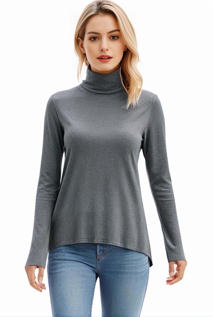 3 sets of turtleneck tees comfy long sleeve shirt perfect for spring autumn women s apparel 118762