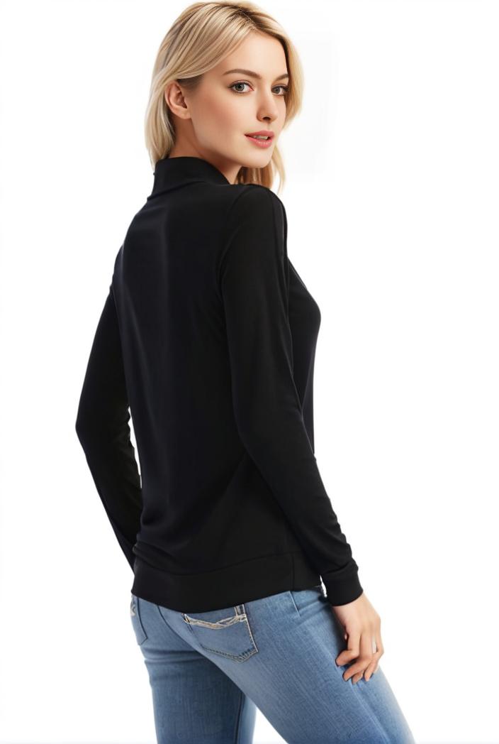 3 sets of turtleneck tees comfy long sleeve shirt perfect for spring autumn women s apparel 118775