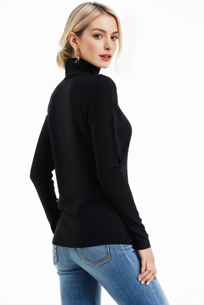 3 sets of turtleneck tees comfy long sleeve shirt perfect for spring autumn women s apparel 118780