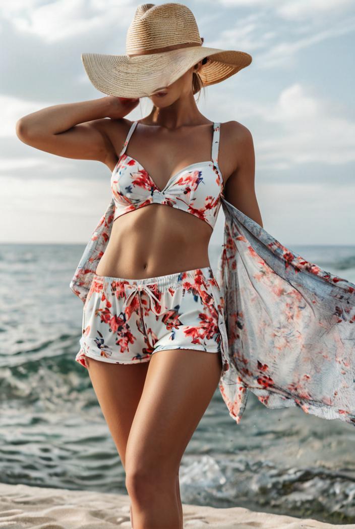 3 pieces sexy print bikini women high waist swimsuit cover up swimwear female lady bathing suit swimming summer beachwear 120362